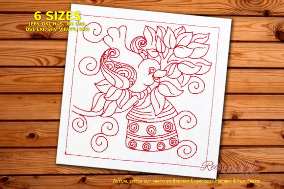 Bird with House Embroidery Design