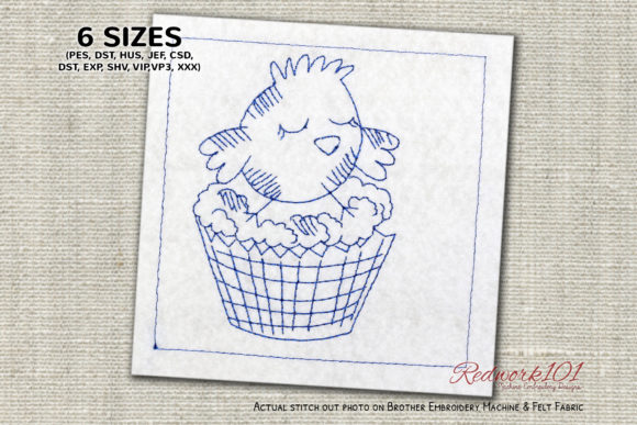 Easter Cup Cake Redwork