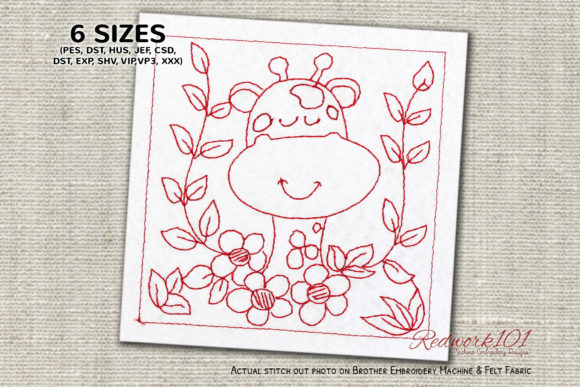 Giraffe Face Embroidery Design