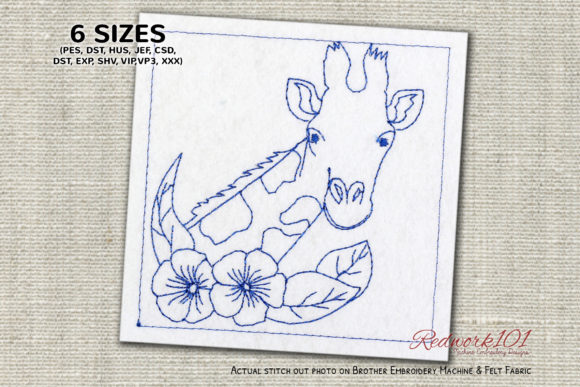 Giraffe with Flowers Lineart
