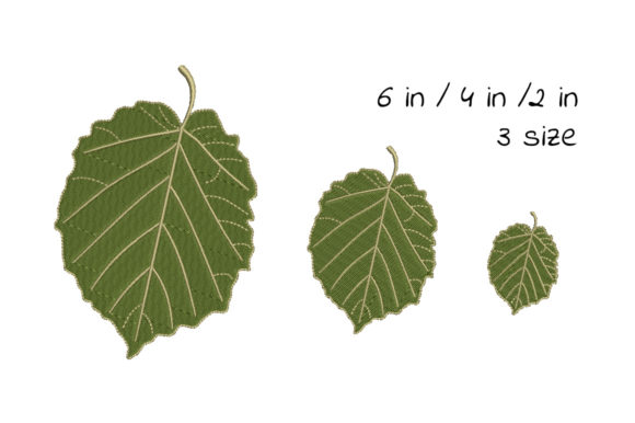 Green Birch Leaf Embroidery Design