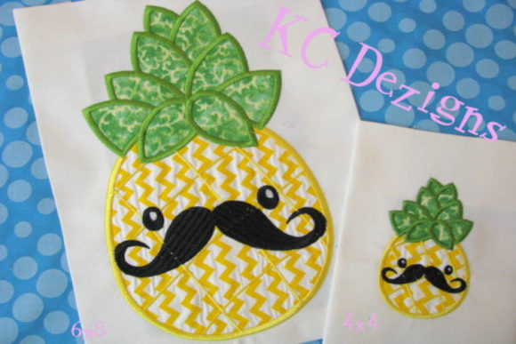 Pineapple with Moustache Applique Design