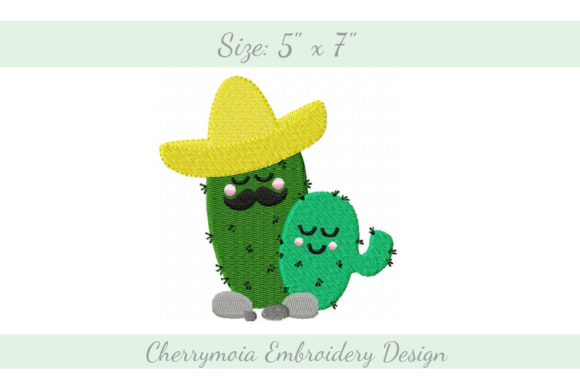 Sombrero Cactuses Embroidery Design