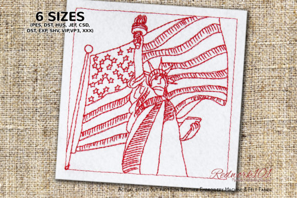 Statue of Liberty with American Flag